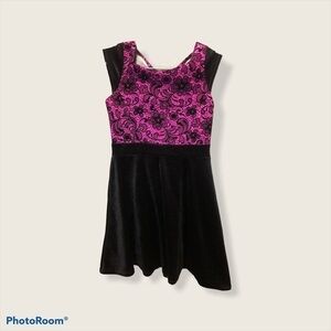 Girls Velvet Black & Rose Clementine Special Occasion Dress Size 12
